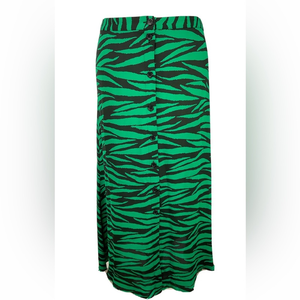 WHISTLES Animal Zebra Striped Print A Line Midi Buttoned Skirt UK 10 - Picture 3 of 10